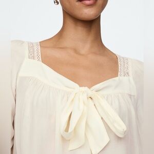 Cream Blouse with Lace Details GAP